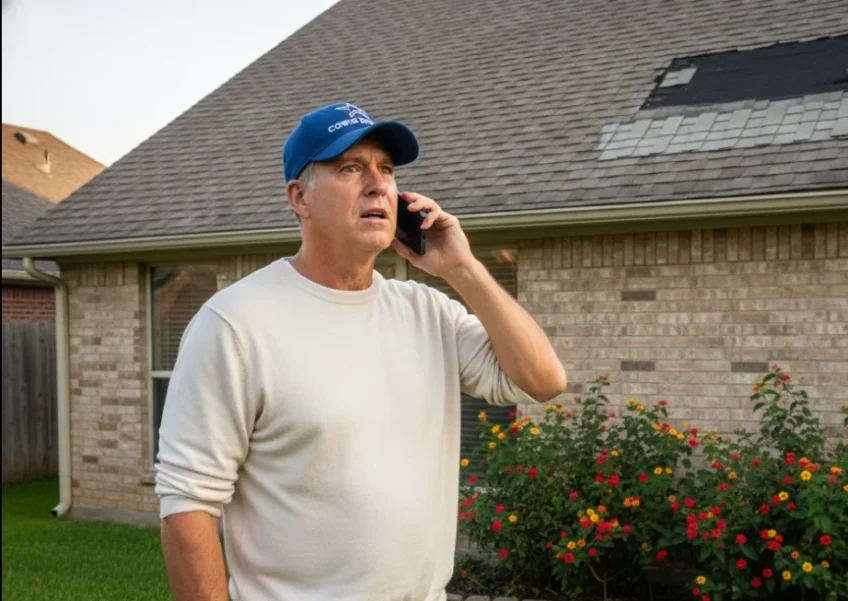 Homeowner talking to Roofer San Antonio